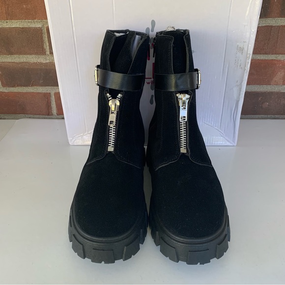 Olivia Miller Angie Black Lugged Platform Ankle Boot Size US 8 M - Picture 2 of 8